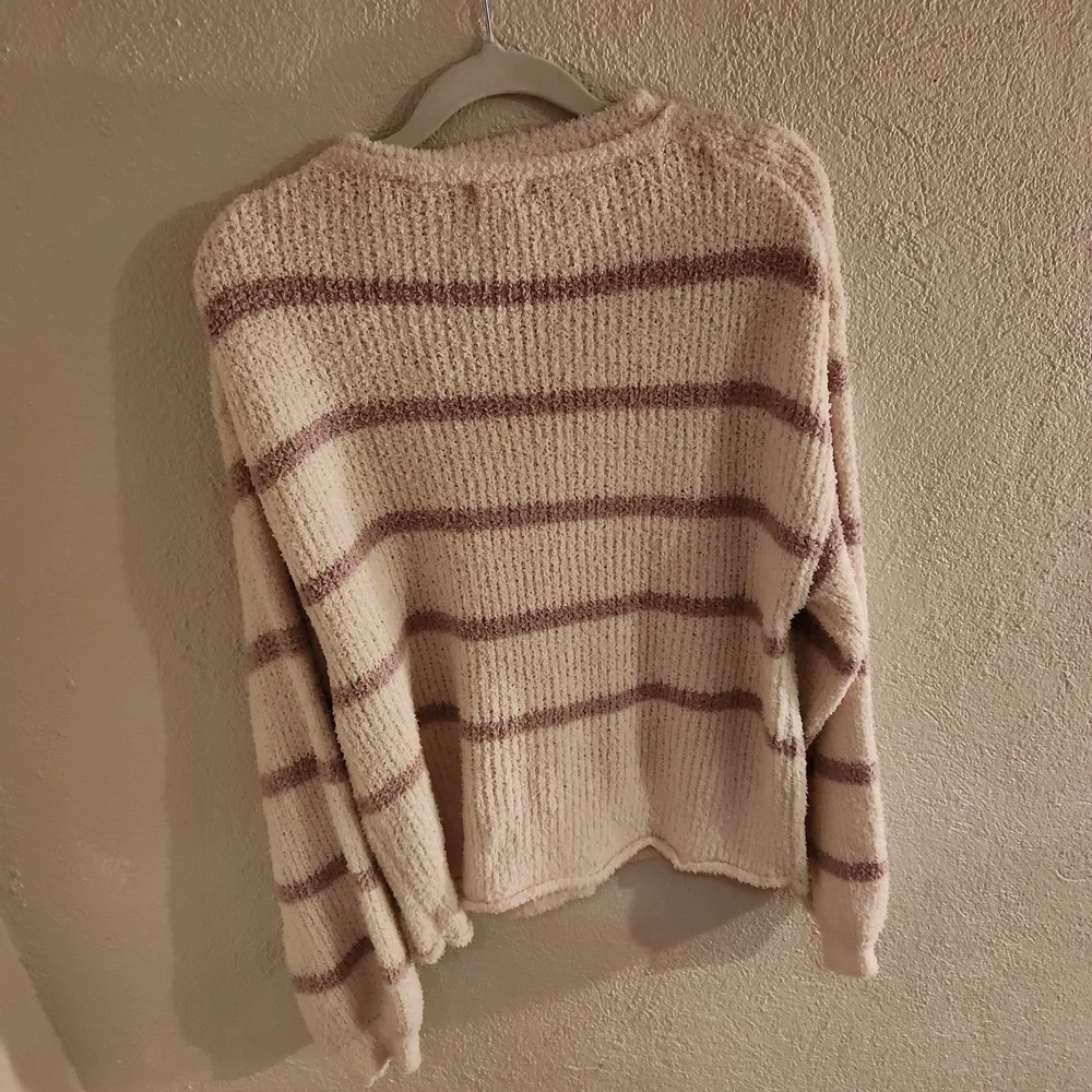 POL Womens Striped Sweater Size Small Cream Pink - Picture 2 of 3